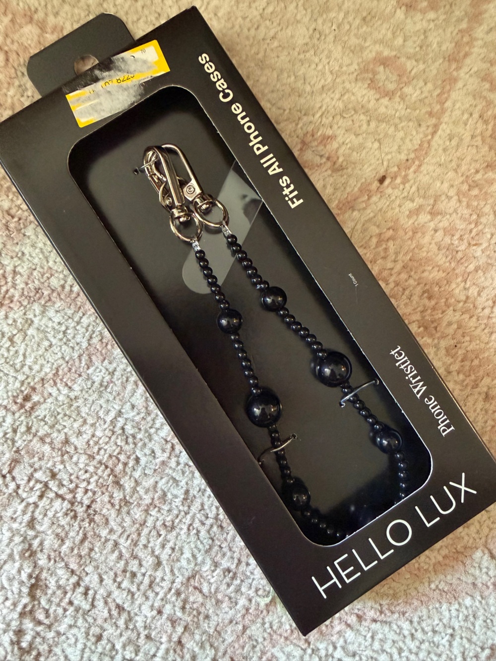 Black Beaded Phone Wristlet